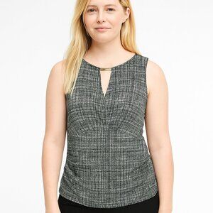 White House Black Market Top XS Herringbone Ruched Keyhole Sleeveless #A0111